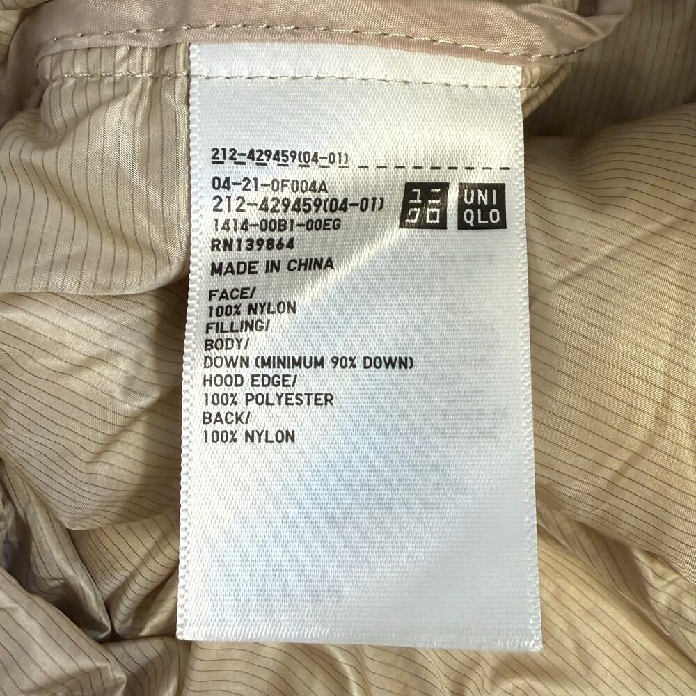 Uniqlo Ultra Light Long Genuine Down Coat Puffer Winter Nylon Beige Women's XS - Picture 7 of 11
